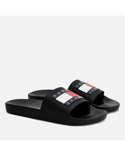 Tommy Hilfiger Black Rubber Slide Sandals for men