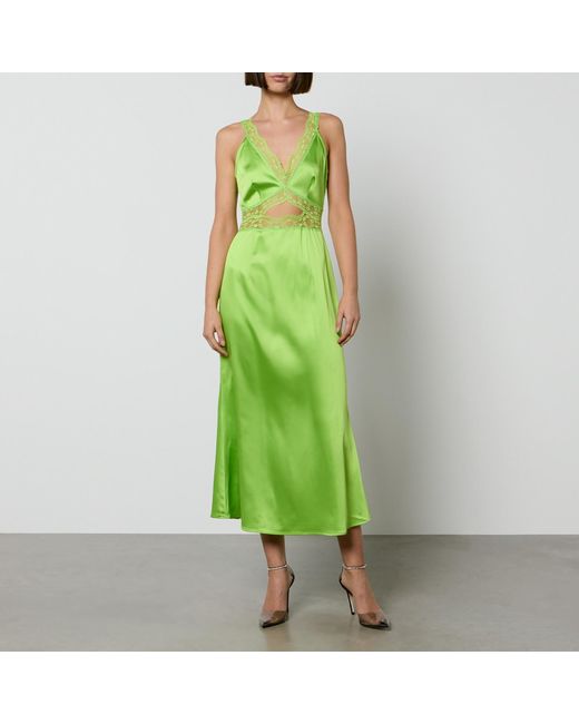 Never Fully Dressed Green Mimi Cutout Satin Dress