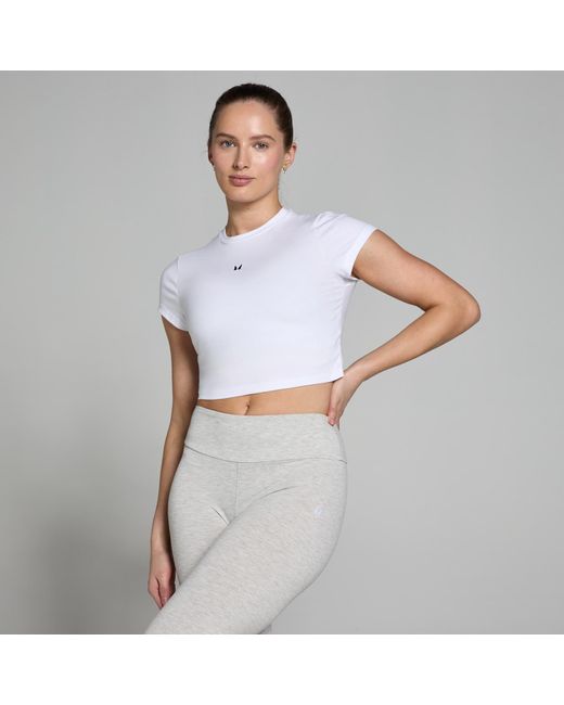 Mp White Basic Body Fit Short Sleeve Crop T-shirt
