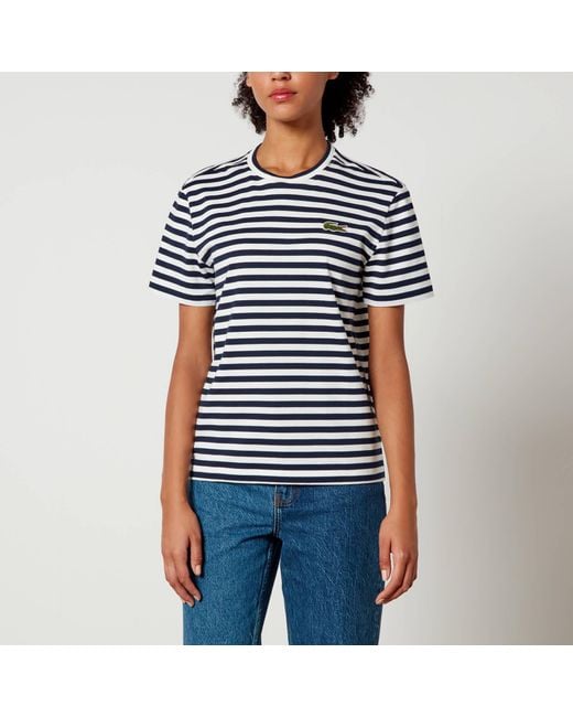 Lacoste blue online striped t shirt