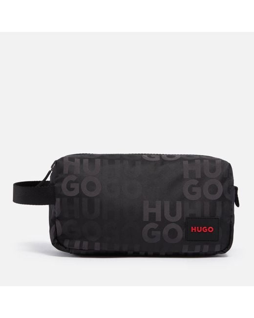 HUGO Black Ethon Logo-jacquard Wash Bag for men