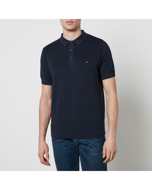 Tommy Hilfiger Blue Chain Ribbed-knit Polo Shirt for men