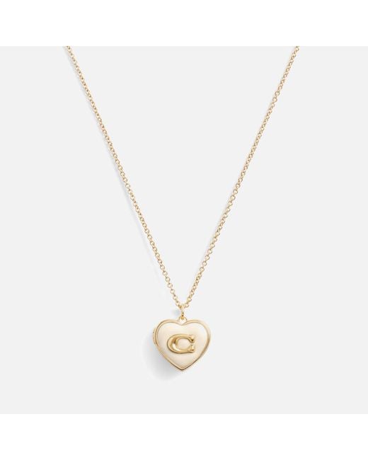 COACH Metallic Heart Boxed Gold-tone Pendant Necklace