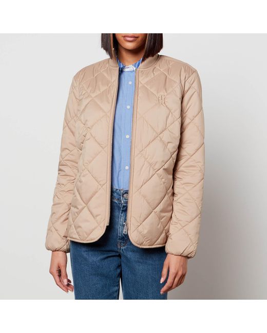 Tommy Hilfiger Quilted Bomber Jacket in Beige (Natural) | Lyst