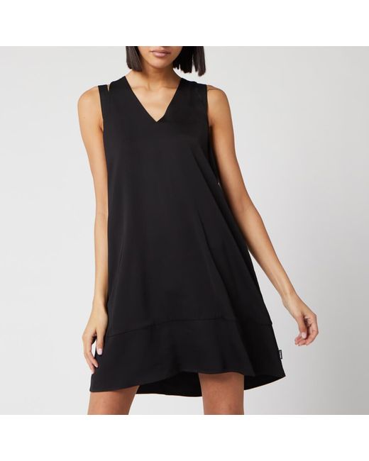 Calvin Klein Synthetic Vneck Flared Dress in Black Lyst