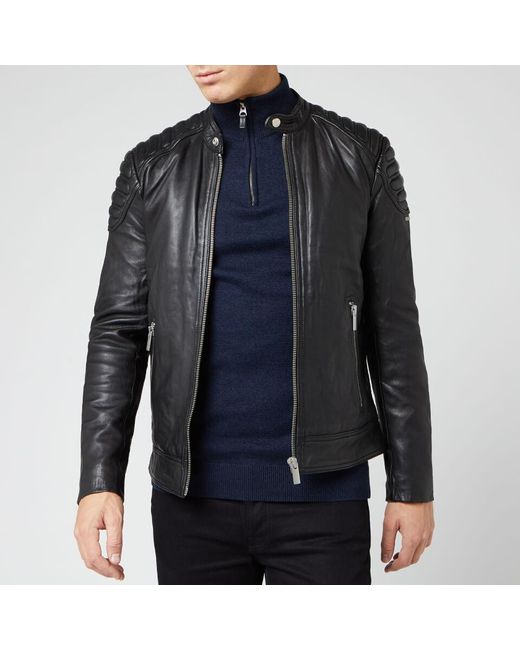 Superdry City Hero Leather Racer Jacket in Black for Men | Lyst Canada