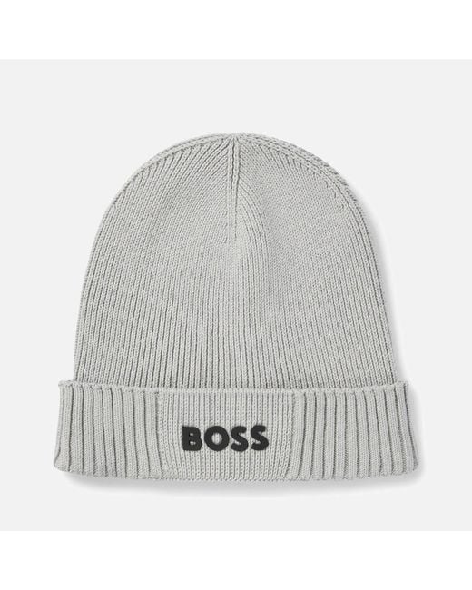 Boss Gray Asic Beanie X Hat Light One Size for men