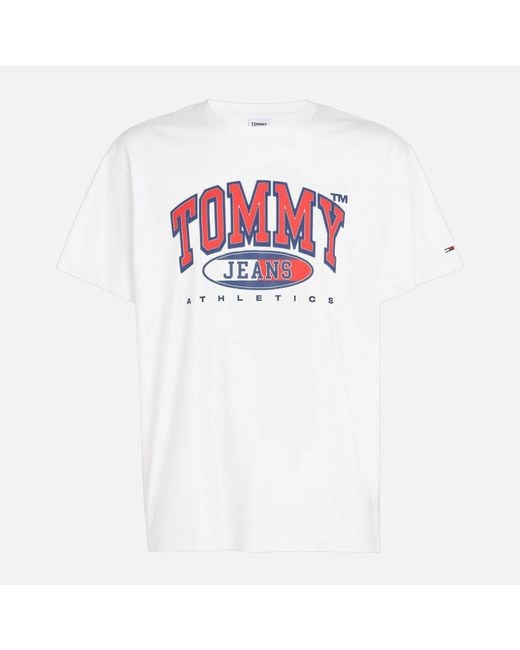 Tommy Hilfiger White Relaxed Essential Logo-graphic Cotton-jersey T-shirt for men