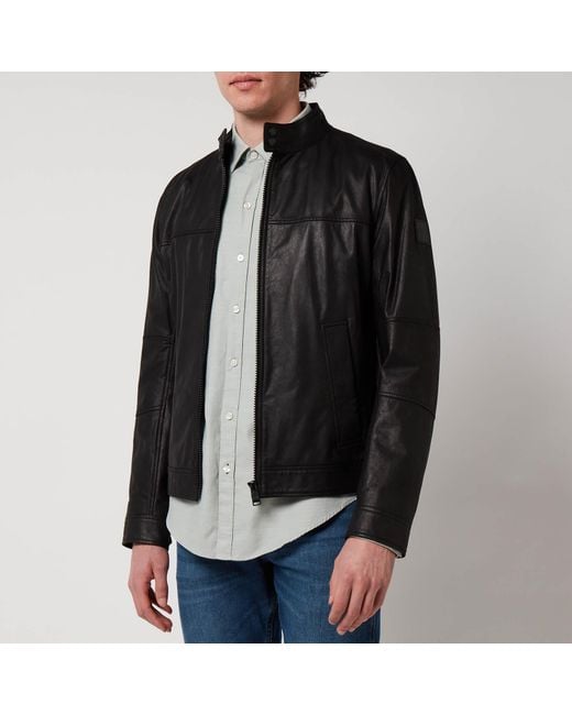 BOSS by HUGO BOSS Casual Josep 1 Leather Jacket in Black for Men | Lyst UK