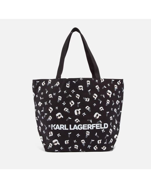 Karl Lagerfeld Black Ikonik 2.0 Canvas Tote Bag