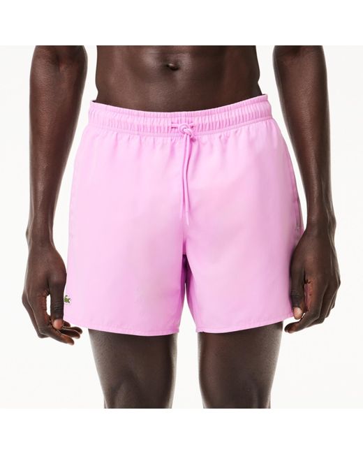 Lacoste Pink Logo-print Shell Swimming Trunks for men