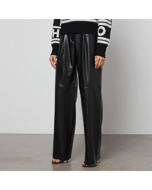 HUGO Black Herede Faux Leather Trousers
