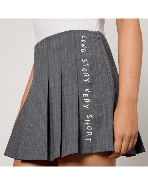 MAX&Co. Gray Long Story Very Short Pinstriped Woven Skirt