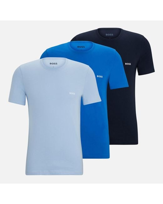 Boss Blue 3-pack Cotton-jersey T-shirts for men