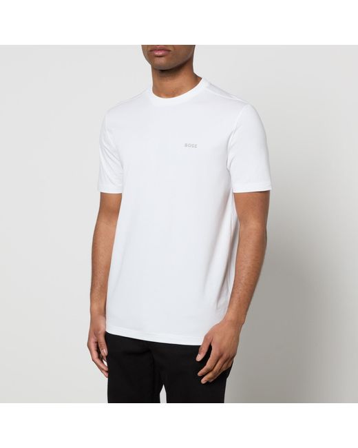 Boss White Logo-print Cotton-blend Jersey T-shirt for men