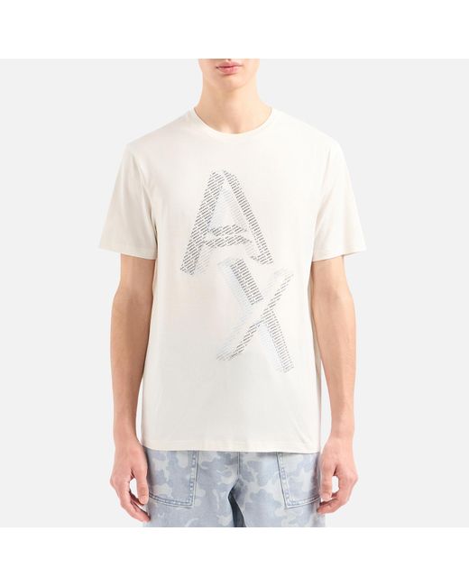 Armani Exchange White Seasonal Big Ax Logo-print T-shirt for men