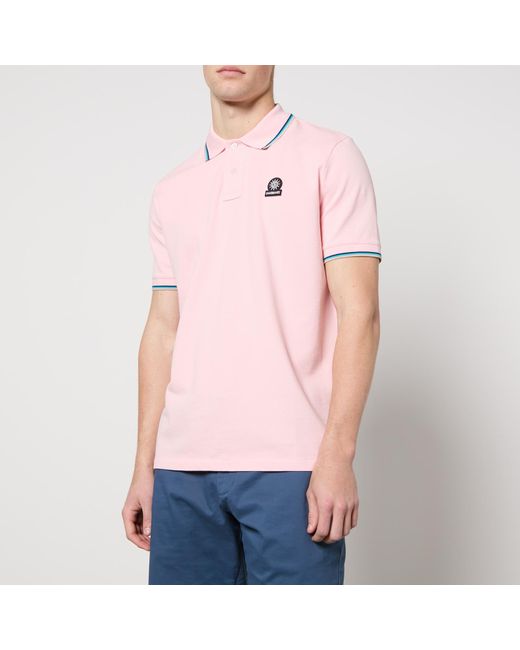 Sandbanks Pink Logo-appliquéd Cotton-piqué Tipped Polo Shirt for men