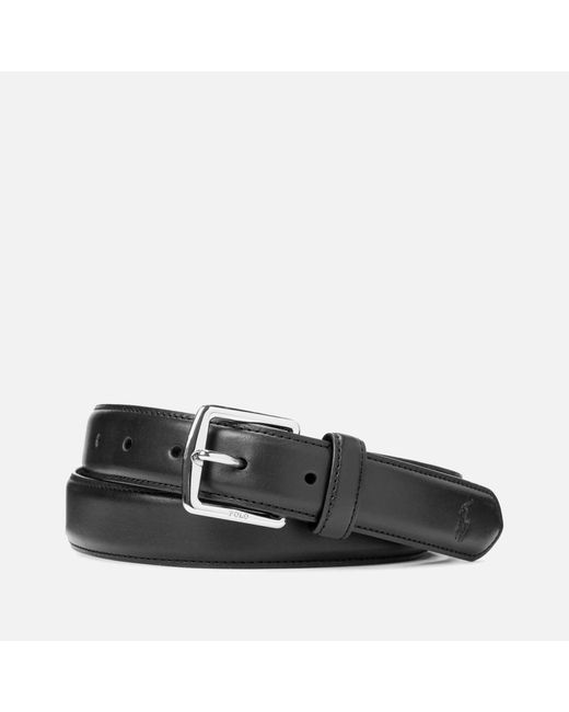 Polo Ralph Lauren Black Smooth Leather Embossed Foil Logo Belt for men