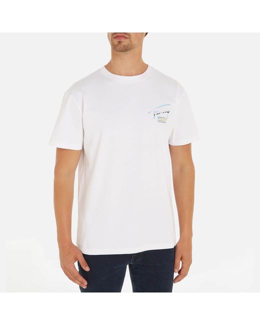 Tommy Hilfiger White Metallic Aop Cotton-jersey T-shirt for men