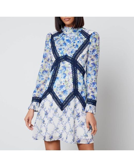 Hope & Ivy Blue Juni Floral Jersey Mini Dress