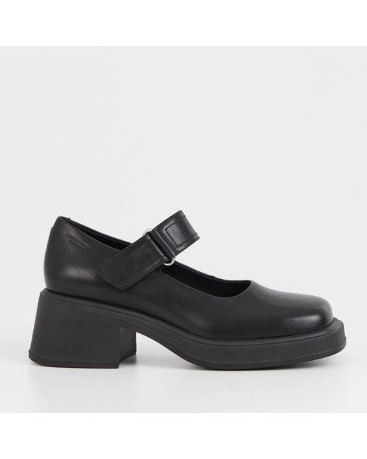 Vagabond Black Dorah Leather Heeled Mary Jane Shoes