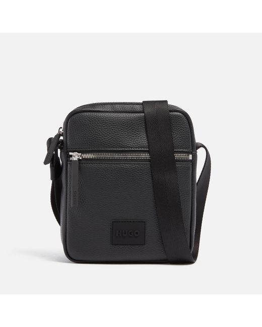 HUGO Black Ethon Faux Leather Messenger Bag for men
