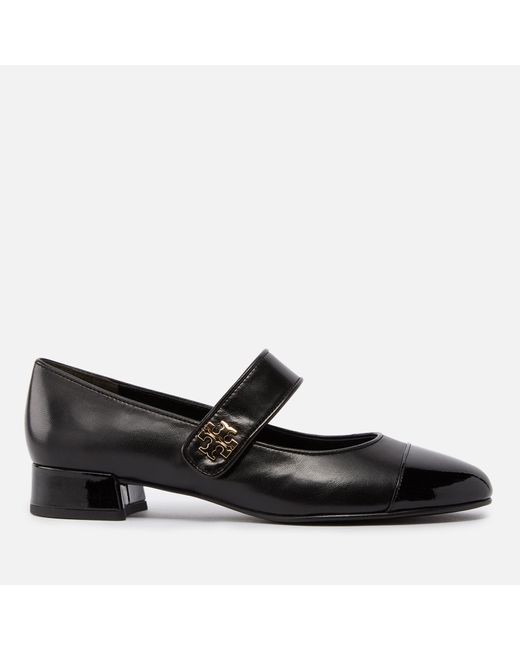 Tory Burch Black Cap-Toe Leather Mary Jane Heels