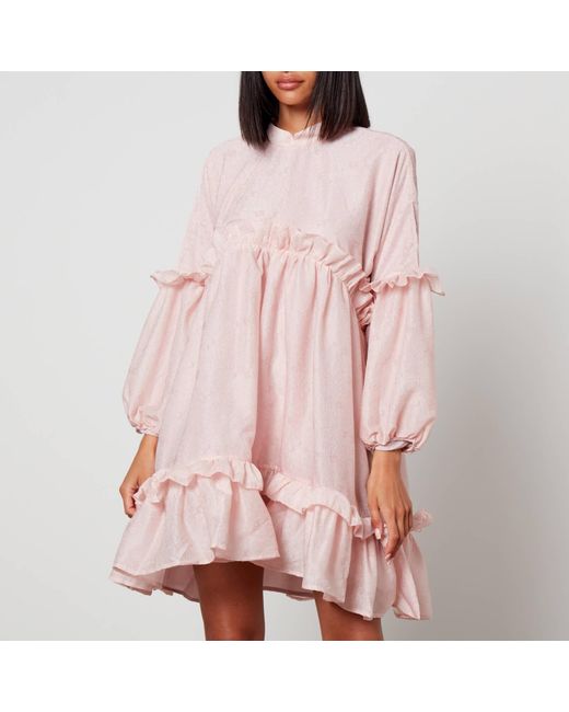 Sister Jane Pink Scents Tiered-skirt Woven Mini Dress