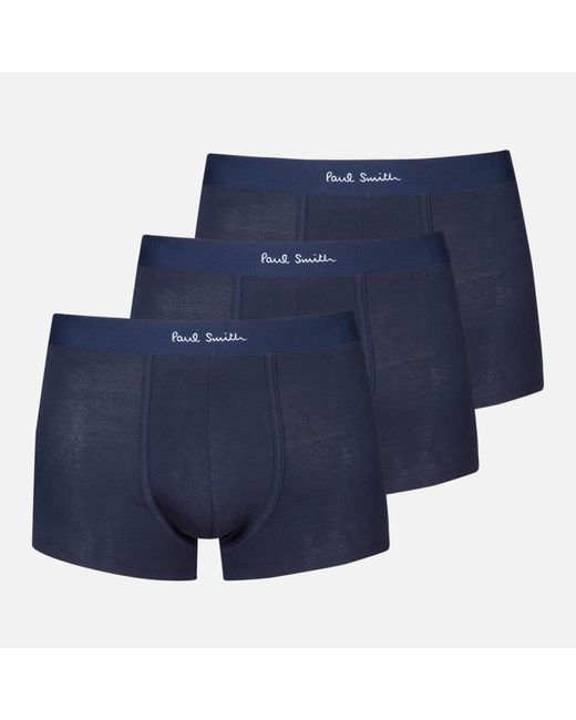 Paul Smith Blue Loungewear Three-Pack Stretch-Cotton Boxer Shorts for men