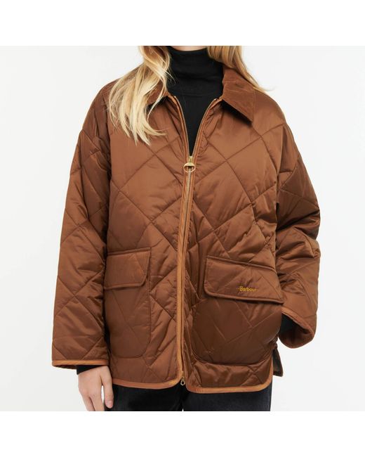 Barbour Brown Ryhope Corduroy-trimmed Quilted Shell Jacket