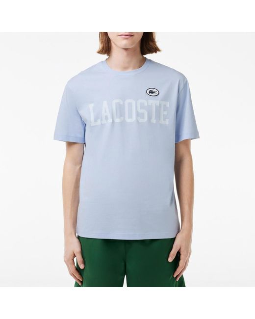 Lacoste Blue Varsity Logo-print Cotton-jersey T-shirt for men