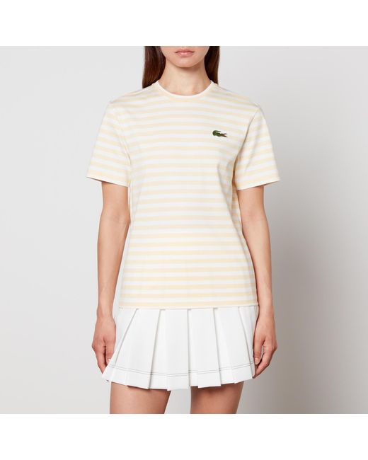 Lacoste Natural Logo-appliqué Striped Cotton-jersey T-shirt