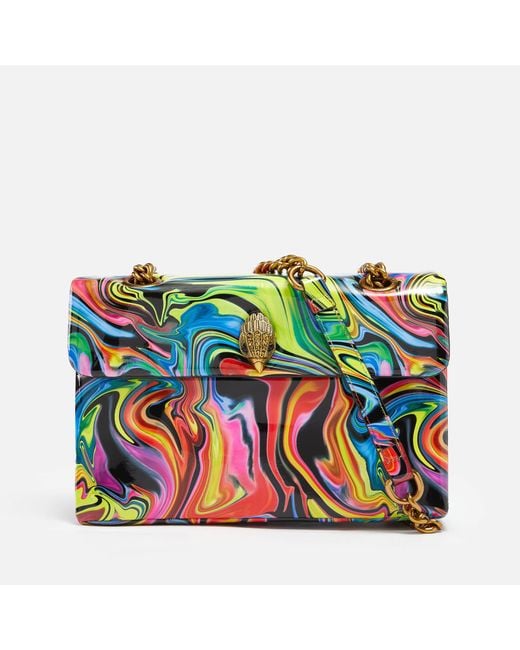Kurt Geiger Multicolor Patent Swirl Leather Kensington X Bag