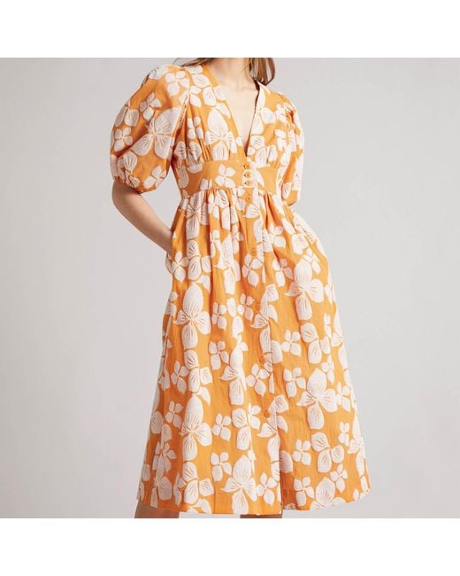 Ted Baker Orange Cinthy Floral Jacquard Dress