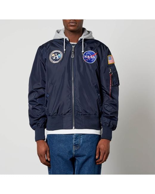 Alpha Industries Ma-1 Apollo Appliquéd Shell Hooded Jacket in Blue for ...