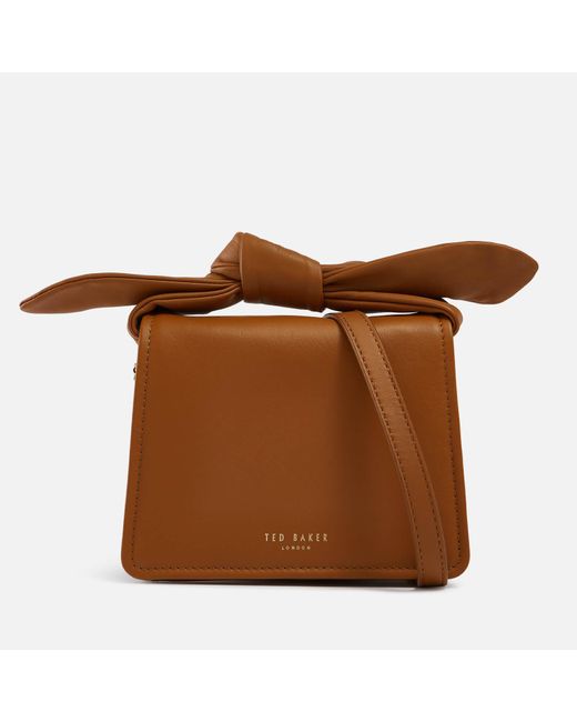 Ted Baker Brown Niyah Bow Leather Mini Crossbody Bag