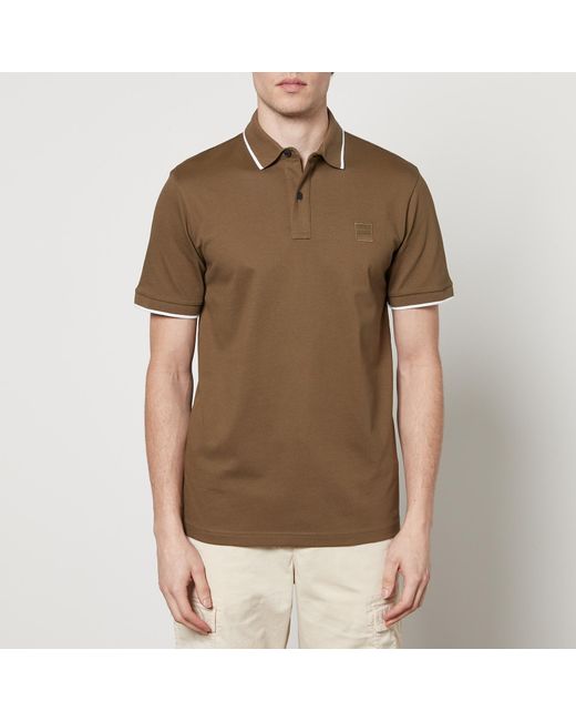Boss Brown Passertip Cotton-blend Piqué Polo Shirt for men