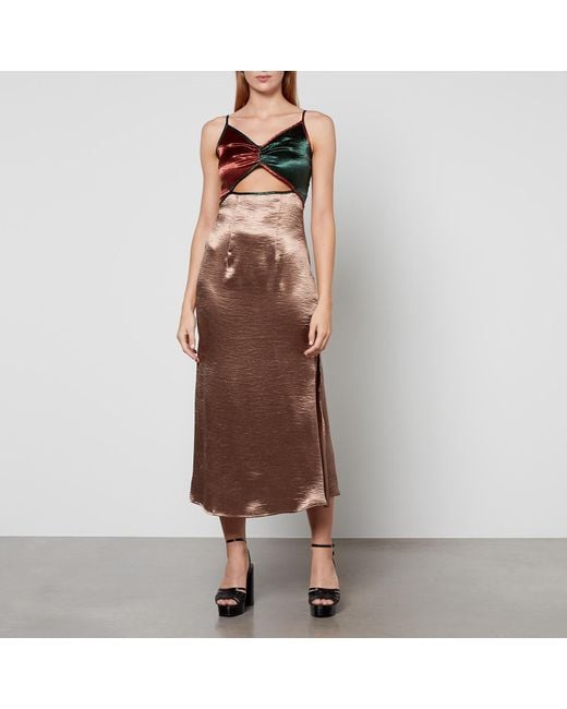 Never Fully Dressed Brown Spliced Tia Dress