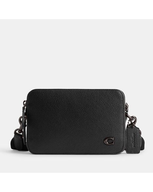 COACH Charter 19 Pebble Leather Cross Body Bag in Black for Men Lyst