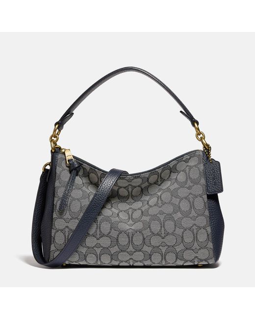 COACH Signature Jaquard Shay Cross Body Bag in Gray Lyst