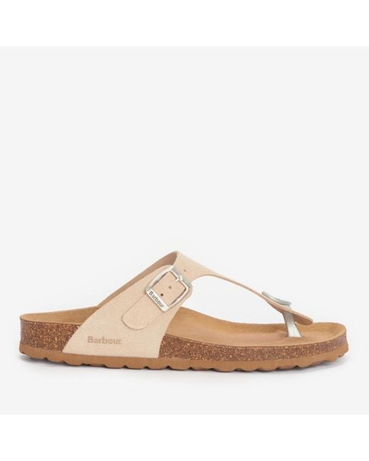 Barbour Natural Margate Suede Toe Post Sandals