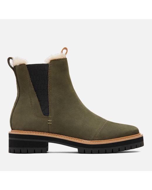 TOMS Green Dakota Water Resistant Leather Chelsea Boots