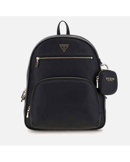 Guess Black Powerplay Grained-effect Faux Leather Backpack