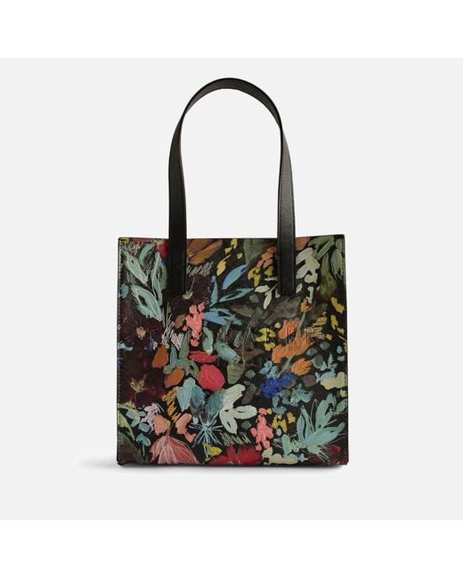 Ted Baker Black Beikon Large Painted-meadow Faux-leather Tote Bag
