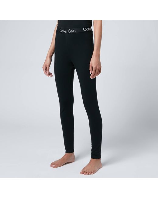 Calvin Klein Logo Waistband Leggings in Black | Lyst