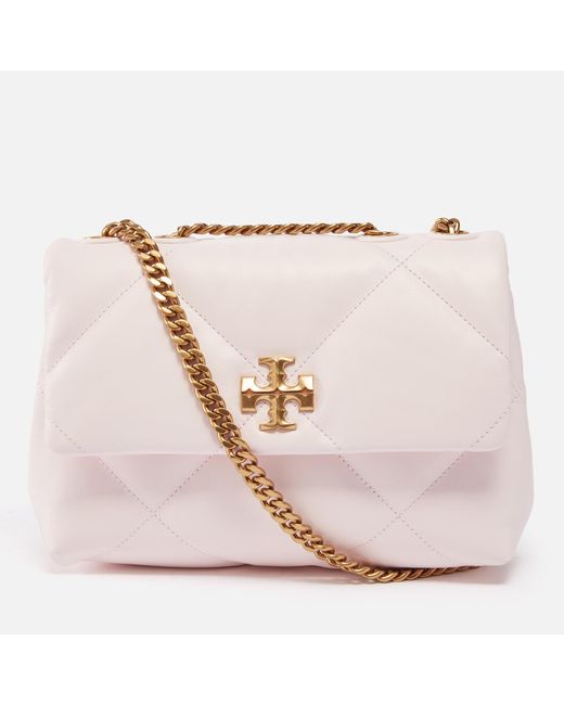 Tory Burch Pink Kira Diamond Quilt Small Leather Convertible Shoulder Bag