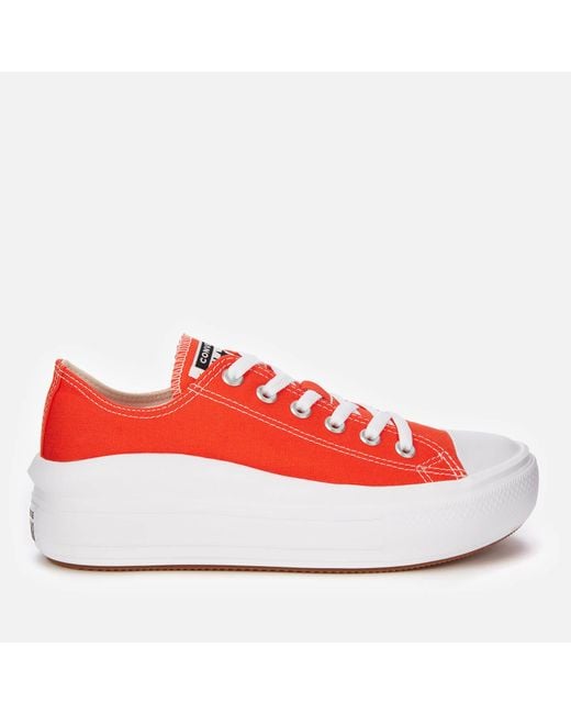 Converse Red Chuck Taylor Move Platform Ox Trainers