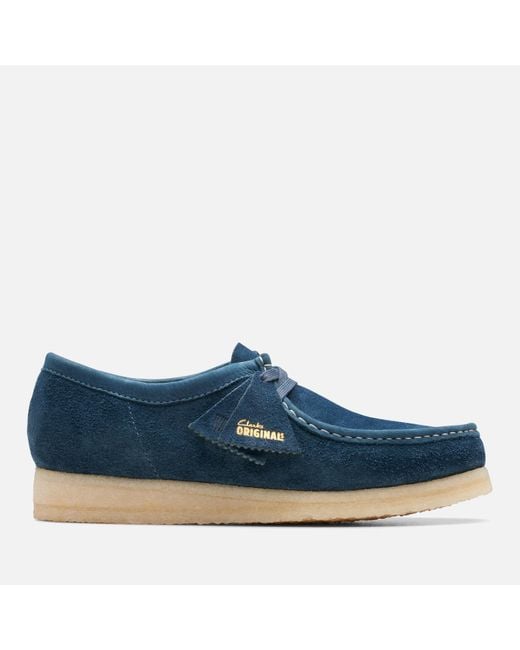 Clarks Blue Wallabee Brushed Suede Shoes for men