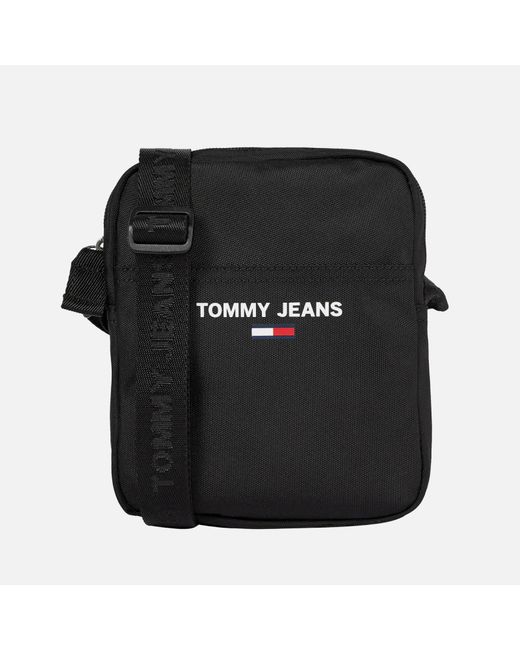 Tommy Hilfiger Black Essential Reporter Canvas Messenger Bag for men