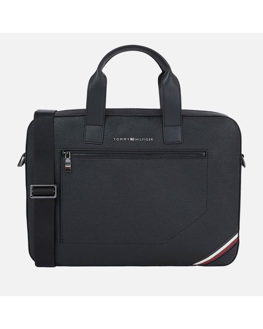 Tommy Hilfiger Central Slim Faux Leather Laptop Bag in Black für Herren